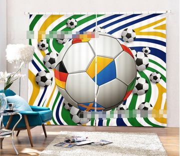 3D Football Pattern 2068 Curtains Drapes Wallpaper AJ Wallpaper 