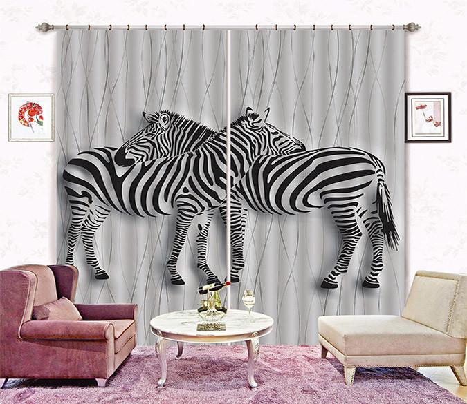 3D Zebras Animals 379 Curtains Drapes Wallpaper AJ Wallpaper 