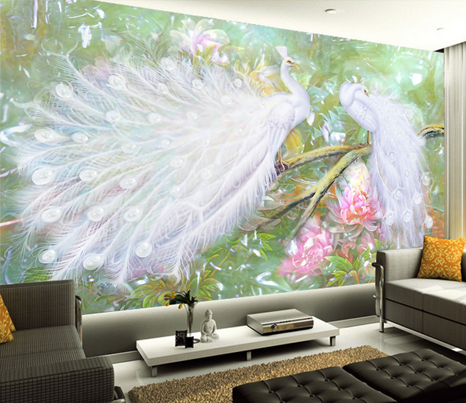 White Peacocks Wallpaper AJ Wallpaper 