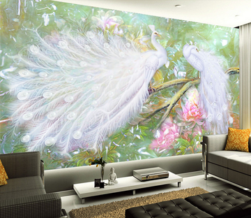 White Peacocks Wallpaper AJ Wallpaper 