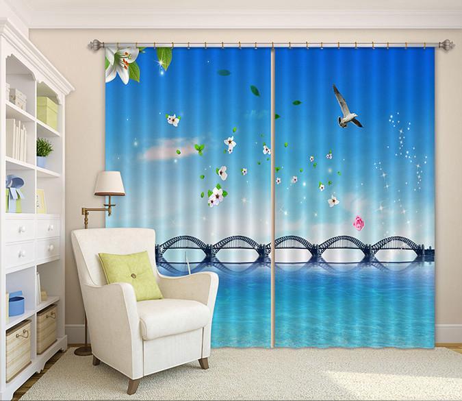 3D Sea Flying Flowers 297 Curtains Drapes Wallpaper AJ Wallpaper 