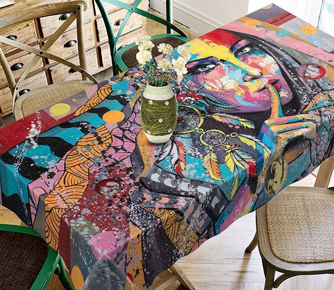 3D Graffiti Color Woman 566 Tablecloths Wallpaper AJ Wallpaper 