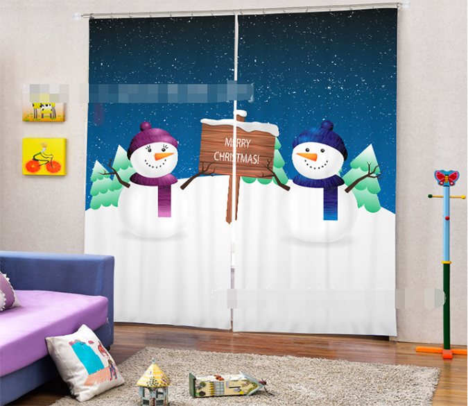 3D Snowman 2101 Curtains Drapes Wallpaper AJ Wallpaper 