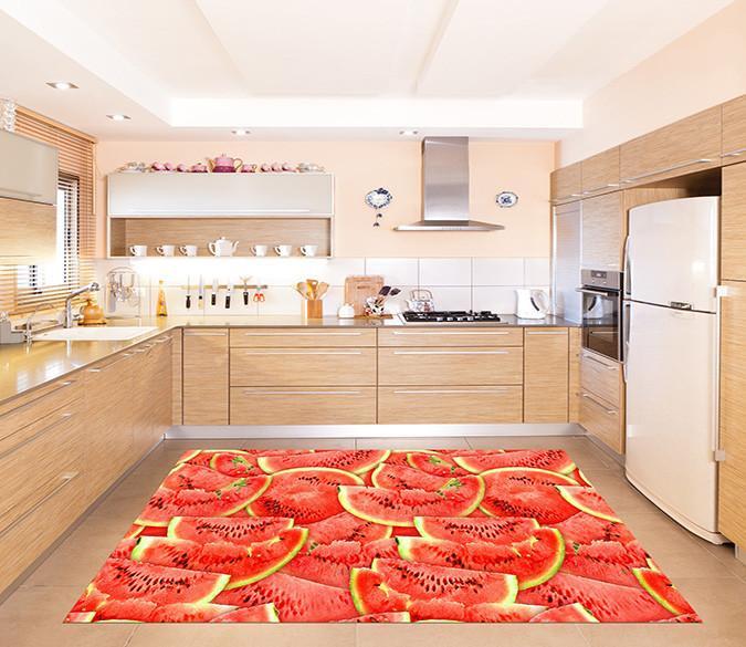 3D Watermelon Slices Kitchen Mat Floor Mural Wallpaper AJ Wallpaper 