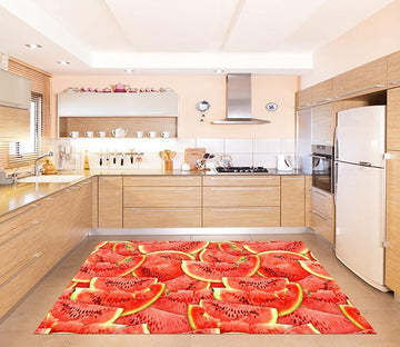 3D Watermelon Slices Kitchen Mat Floor Mural Wallpaper AJ Wallpaper 