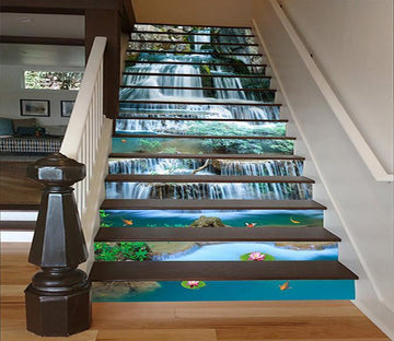 3D River Flowing Waterfall 1339 Stair Risers Wallpaper AJ Wallpaper 