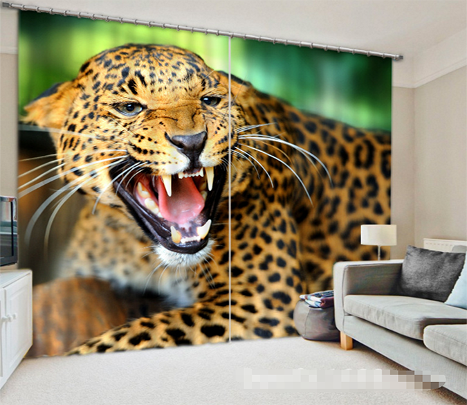 3D Lion Leopard 1082 Curtains Drapes Wallpaper AJ Wallpaper 