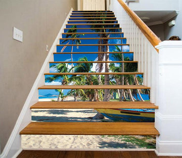 3D Beach Coconut Trees 1166 Stair Risers Wallpaper AJ Wallpaper 