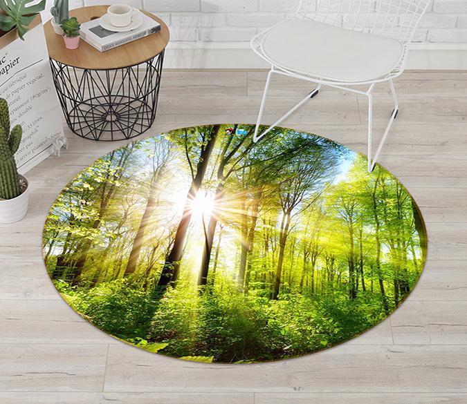 3D Forest Bright Sunshine 61 Round Non Slip Rug Mat Mat AJ Creativity Home 