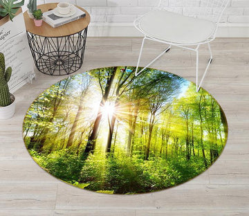 3D Forest Bright Sunshine 61 Round Non Slip Rug Mat Mat AJ Creativity Home 