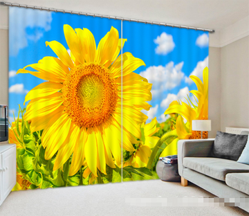 3D Bright Sunflowers 1256 Curtains Drapes Wallpaper AJ Wallpaper 