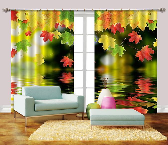 3D Colorful Leaves 2269 Curtains Drapes Wallpaper AJ Wallpaper 