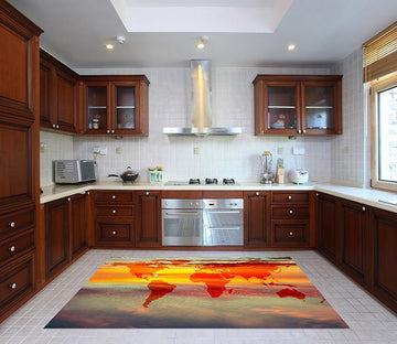 3D Sunset Sky World Map 608 Kitchen Mat Floor Mural Wallpaper AJ Wallpaper 