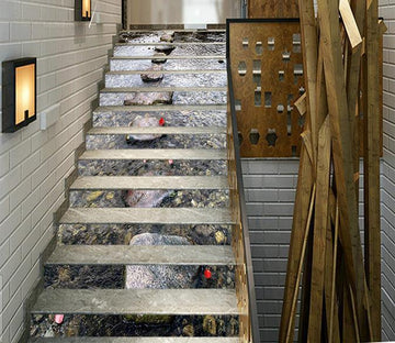3D River Stones Road 1650 Stair Risers Wallpaper AJ Wallpaper 