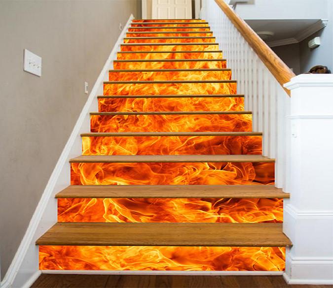 3D Flaming Fire 1139 Stair Risers Wallpaper AJ Wallpaper 