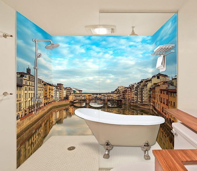 3D City Peaceful River 15 Bathroom Wallpaper Wallpaper AJ Wallpaper 