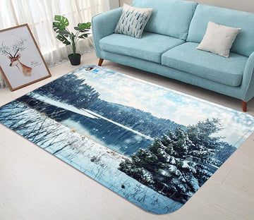 3D Lake Snowing Scenery 90 Non Slip Rug Mat Mat AJ Creativity Home 