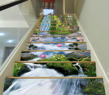 3D River Flowers 1329 Stair Risers Wallpaper AJ Wallpaper 