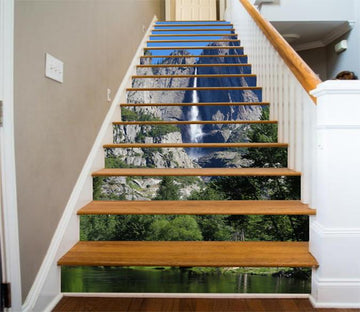 3D Stone Mountain Vertical Stream 102 Stair Risers Wallpaper AJ Wallpaper 