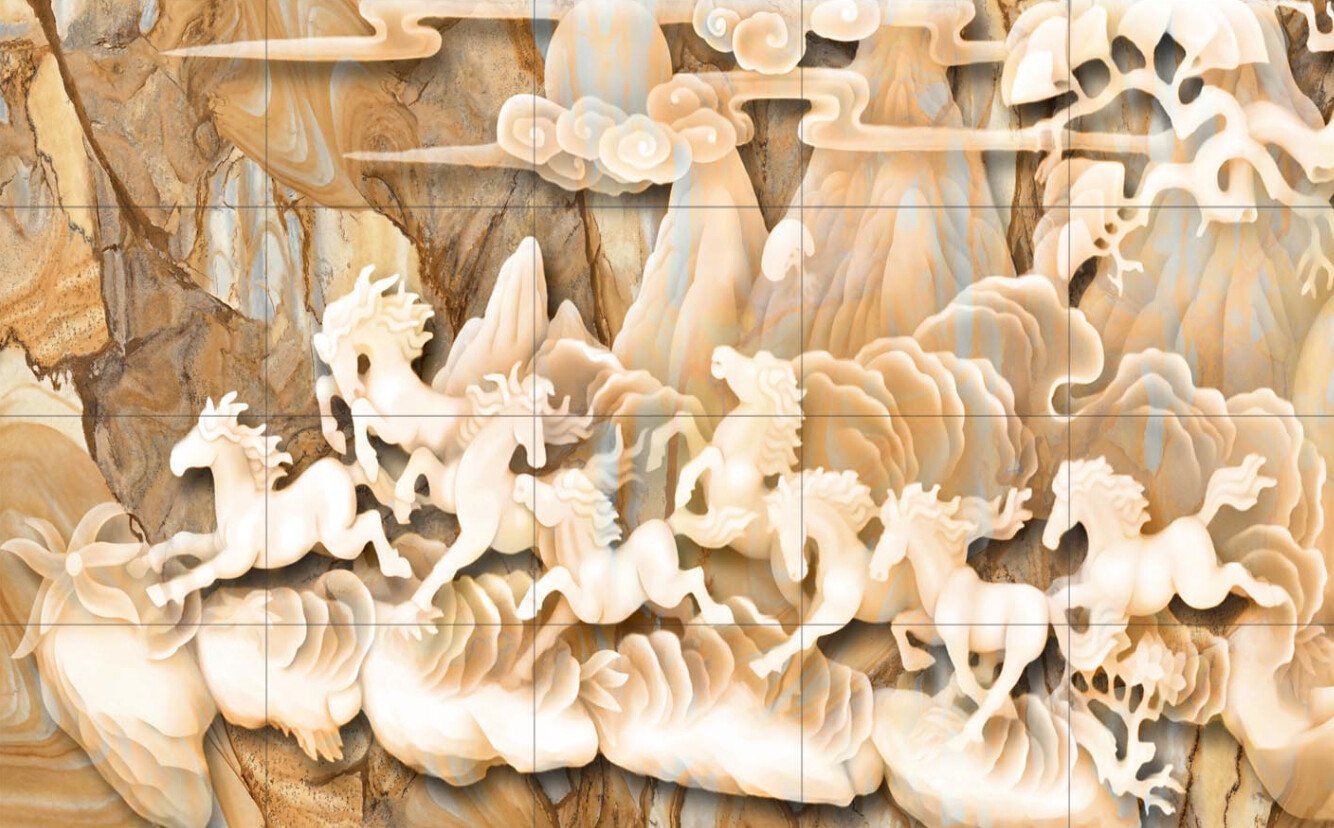 3D Jade Galloping Horse And Mountain Wallpaper AJ Wallpaper 1 
