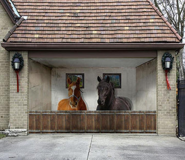 3D Horses House 016 Garage Door Mural Wallpaper AJ Wallpaper 