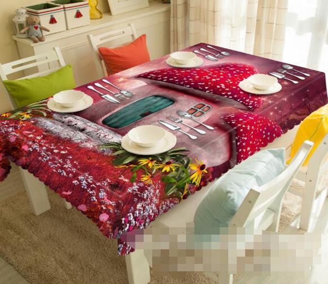 3D Cute Mushroom House 1234 Tablecloths Wallpaper AJ Wallpaper 
