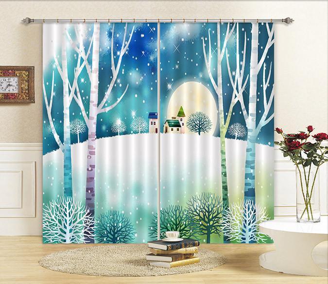 3D Huts Snowing Scenery 64 Curtains Drapes Wallpaper AJ Wallpaper 