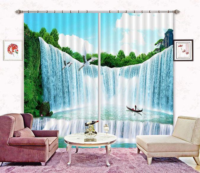 3D Broad Waterfall Curtains Drapes Wallpaper AJ Wallpaper 