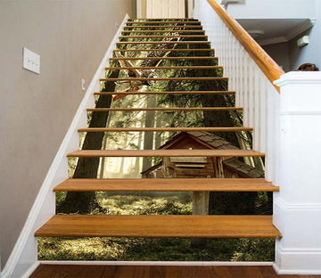 3D Forest Bird House 1256 Stair Risers Wallpaper AJ Wallpaper 