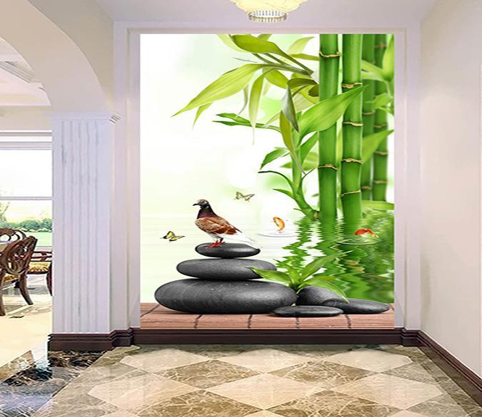 3D Bamboo Fores Butterfly 371 Wallpaper AJ Wallpaper 