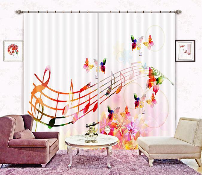 3D Dancing Music Stave 2268 Curtains Drapes Wallpaper AJ Wallpaper 