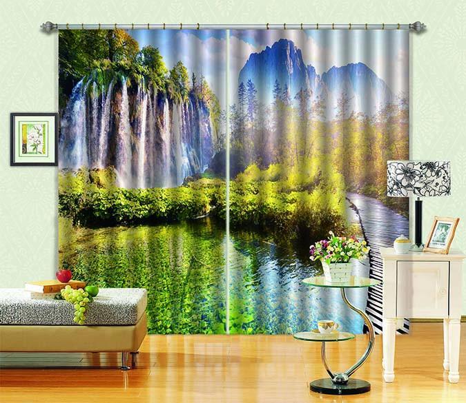 3D Waterfalls Lake 626 Curtains Drapes Wallpaper AJ Wallpaper 