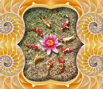 3D Lotus And Pattern Floor Mural Wallpaper AJ Wallpaper 2 