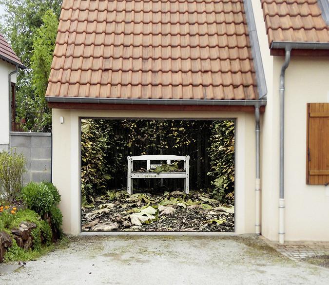 3D Bench Fallen Leaves 182 Garage Door Mural Wallpaper AJ Wallpaper 
