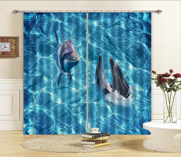 3D Sea Playful Dolphins 152 Curtains Drapes Wallpaper AJ Wallpaper 