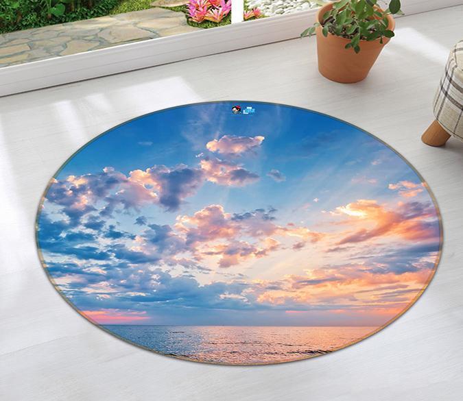 3D Sea Sunset Glow 95 Round Non Slip Rug Mat Mat AJ Creativity Home 