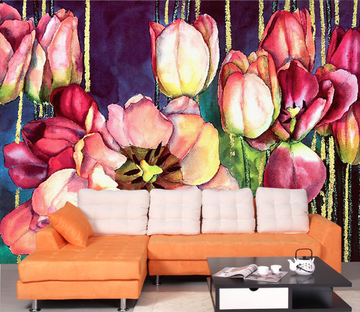 Graffiti Red Flowers Wallpaper AJ Wallpaper 