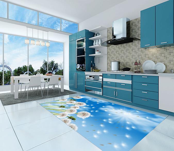 3D Dancing Dandelions 528 Kitchen Mat Floor Mural Wallpaper AJ Wallpaper 