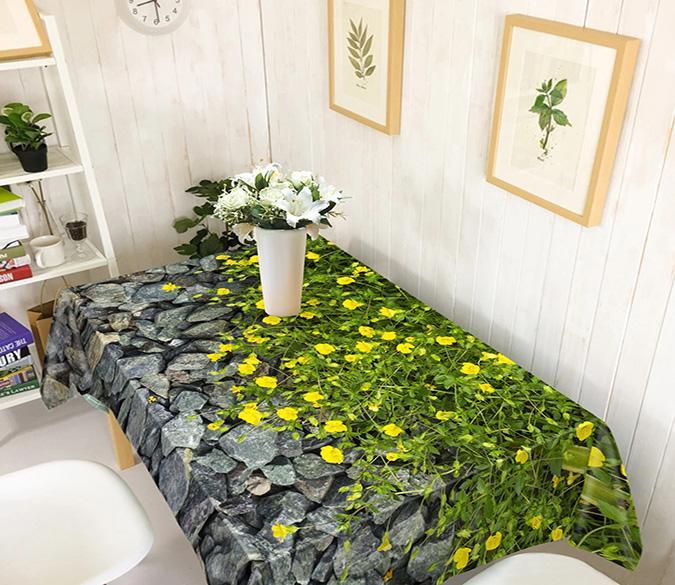 3D Stones And Flowers 535 Tablecloths Wallpaper AJ Wallpaper 