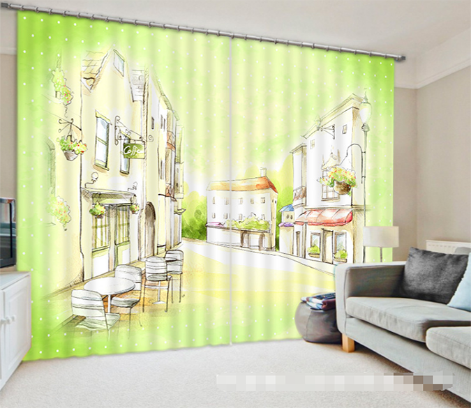 3D Comfortable Town 1266 Curtains Drapes Wallpaper AJ Wallpaper 