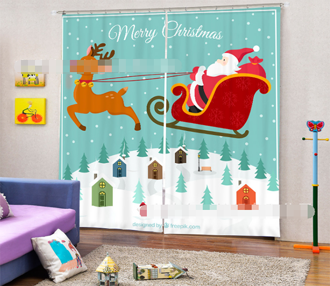 3D Cute Santa Claus 2059 Curtains Drapes Wallpaper AJ Wallpaper 