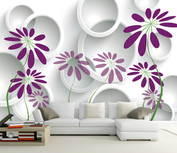 Purple Flowers Patterns Wallpaper AJ Wallpaper 