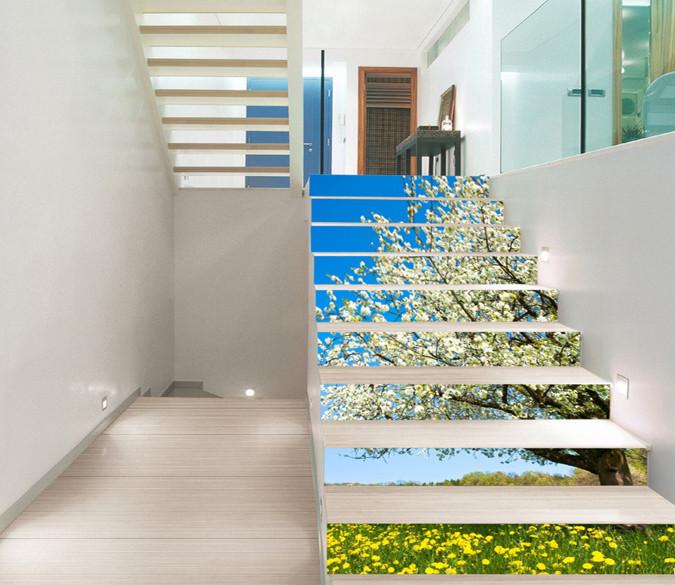 3D Flowering Tree 125 Stair Risers Wallpaper AJ Wallpaper 