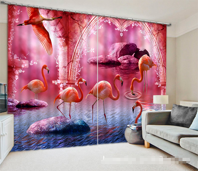 3D Sea Pillars Birds 1044 Curtains Drapes Wallpaper AJ Wallpaper 