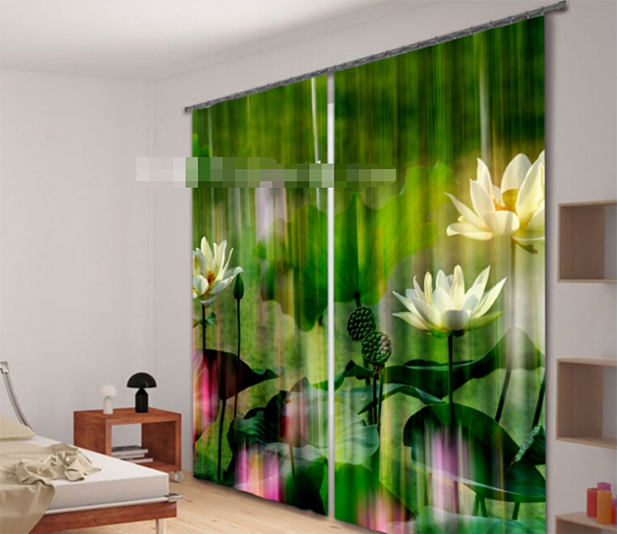 3D Pure Lotus Flowers 1052 Curtains Drapes Wallpaper AJ Wallpaper 