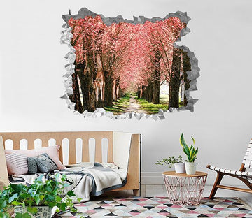 3D Flowers Trees Path 200 Broken Wall Murals Wallpaper AJ Wallpaper 