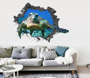 3D Ocean Turtle 64 Broken Wall Murals Wallpaper AJ Wallpaper 