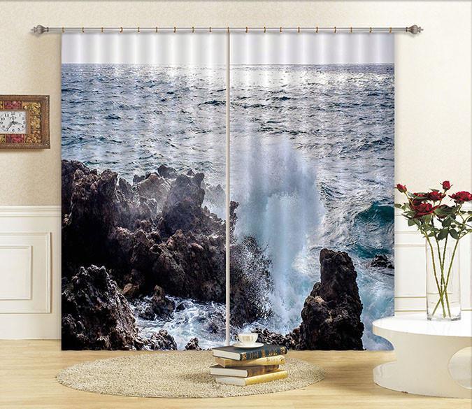 3D Sea Coast Wave 392 Curtains Drapes Wallpaper AJ Wallpaper 