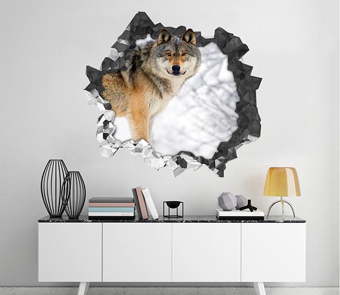 3D Snow Field Dog 67 Broken Wall Murals Wallpaper AJ Wallpaper 