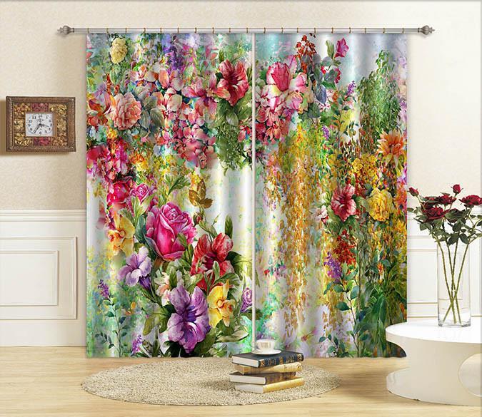 3D Color Flowers Vines 636 Curtains Drapes Wallpaper AJ Wallpaper 